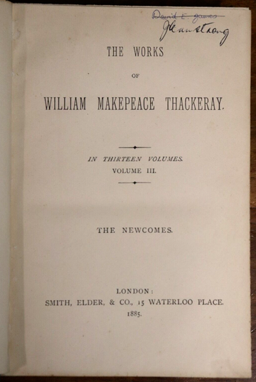 1885 The Newcomes by William Makepeace Thackeray Antique Fiction Book - 0