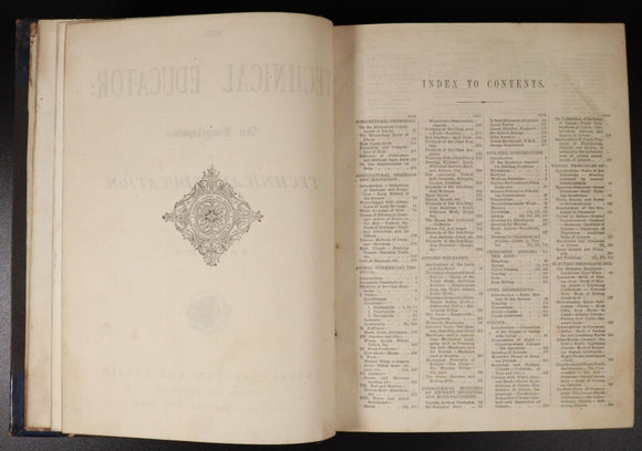 1872 2vol The Technical Educator Antique General Reference Book Set Illustrated
