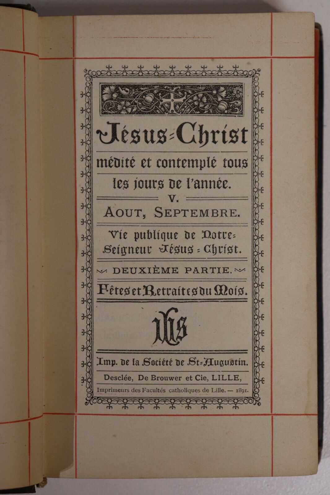 1891 Jesus Christ Meditations & Contemplations Antique French Theology Book