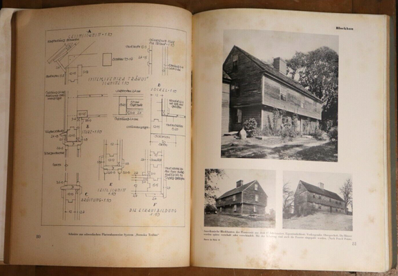 1933 Bauen In Holz by Hans Stolper Antique German Architecture Reference Book