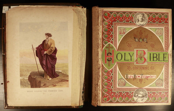 c1880 Brown's Self Interpreting Family Bible Large Antiquarian Illustrated Bible