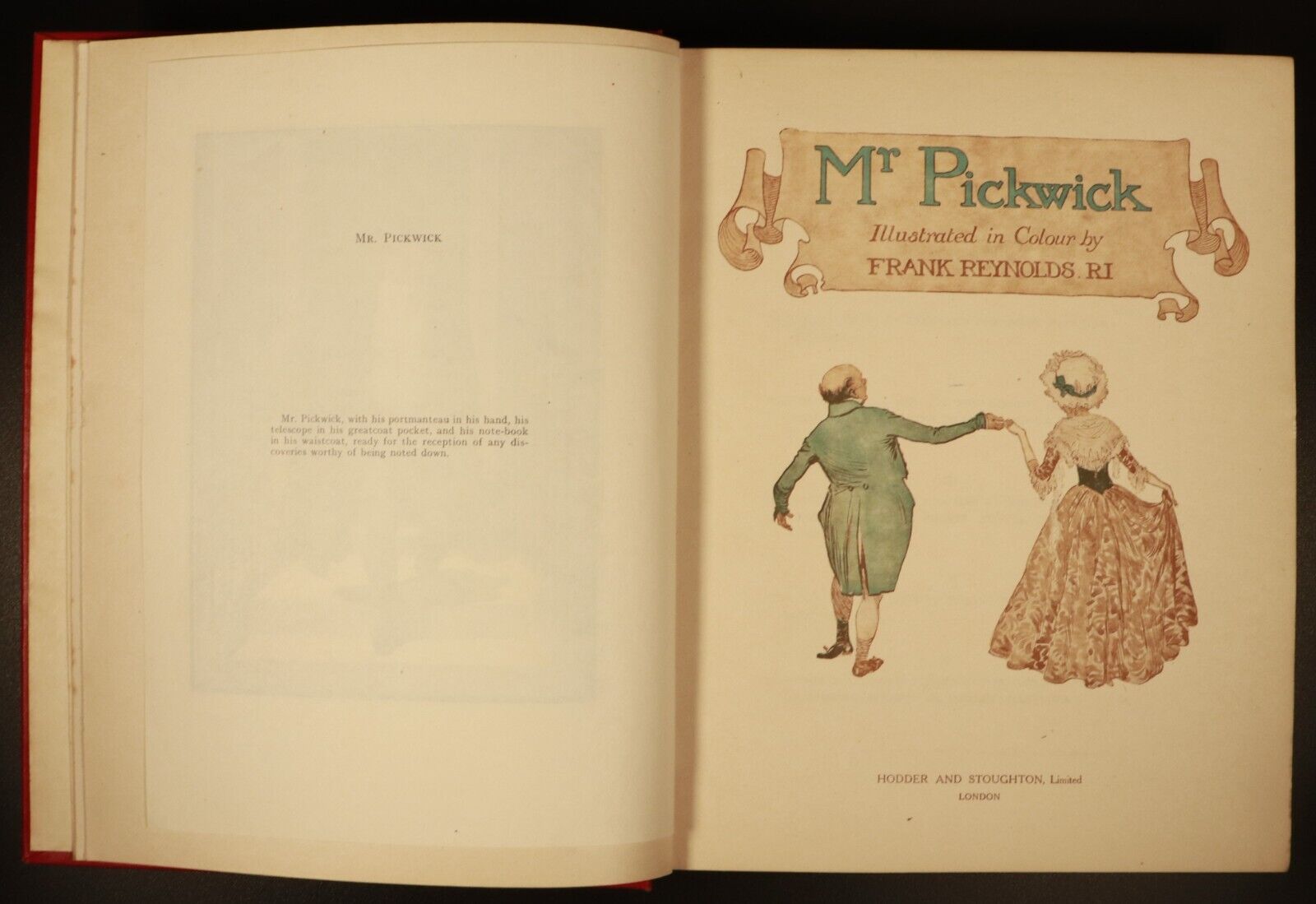 c1910 Mr Pickwick Pages From Pickwick Papers by Charles Dickens Antique Book