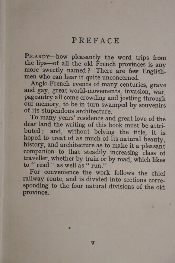 1919 Peeps Into Picardy by WD Craufurd Antique French Travel History Book