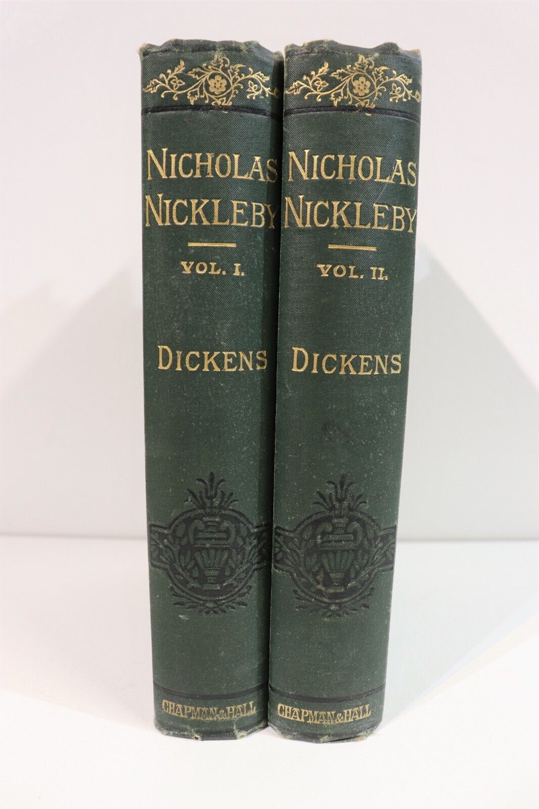 1879 2vol Nicholas Nickleby by Charles Dickens Antique British Fiction Book Set