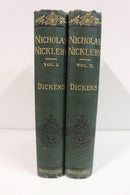 1879 2vol Nicholas Nickleby by Charles Dickens Antique British Fiction Book Set-1