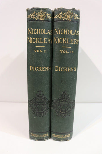 1879 2vol Nicholas Nickleby by Charles Dickens Antique British Fiction Book Set