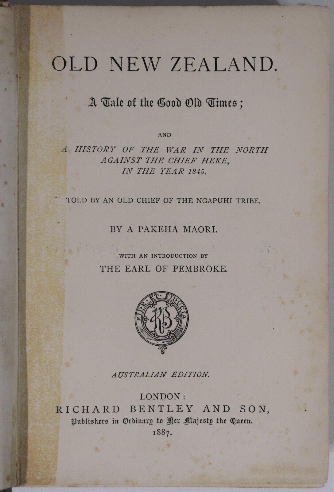 1887 Old New Zealand by Pakeha Maori Antique New Zealand History Reference Book - 0