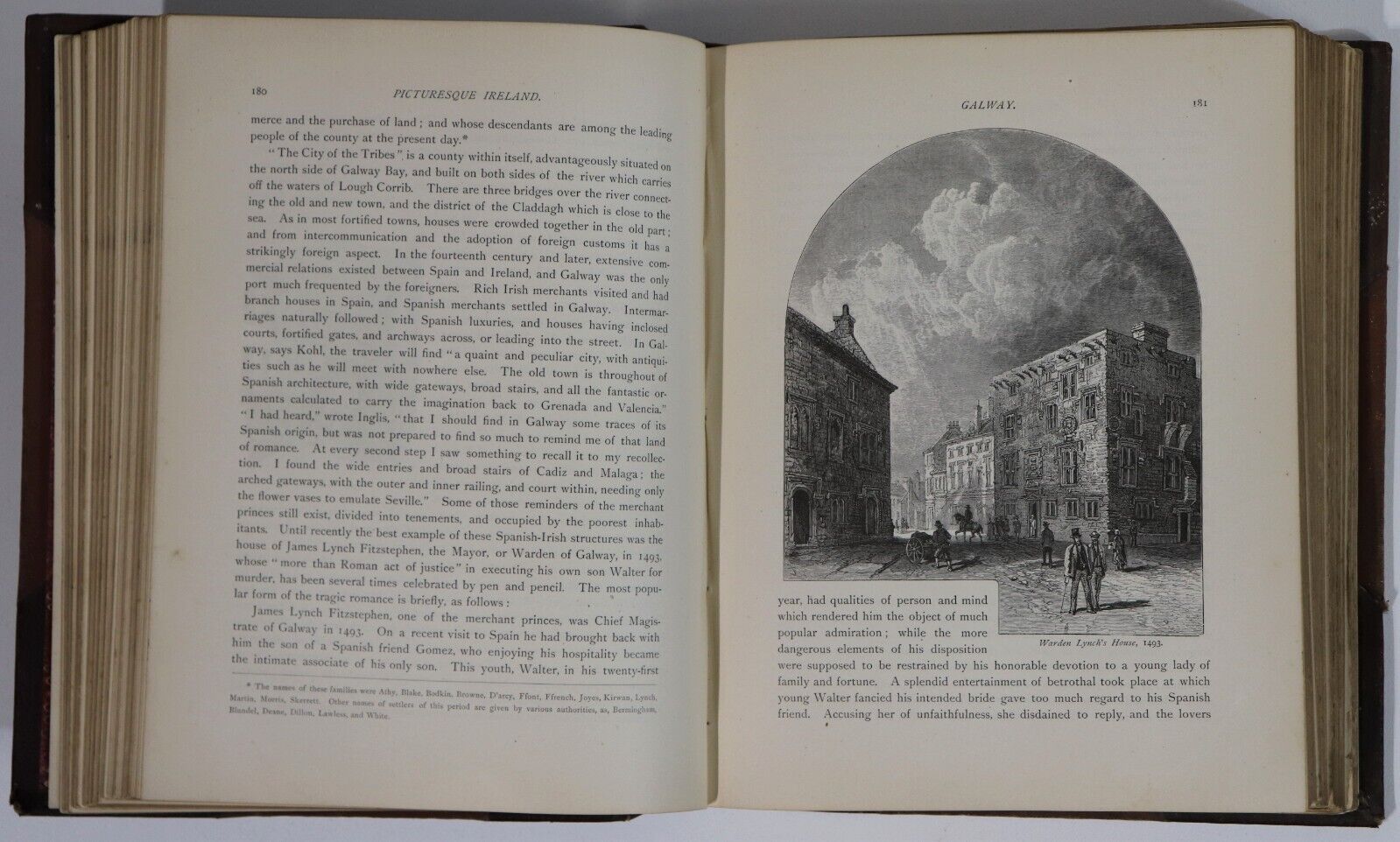 1884 Picturesque Ireland by John Savage Antiquarian Irish History Book Leather