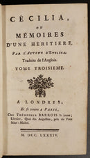 1784 3vol Cecilia Ou Memoires D'Une Heritiere Antiquarian Literature Books-9