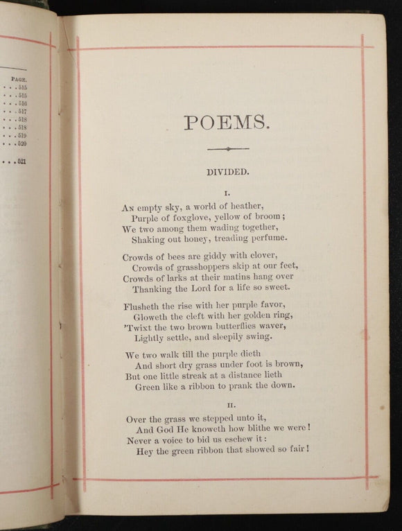 c1863 The Poetical Works Of Jean Ingelow Antique Poetry Book Female Author