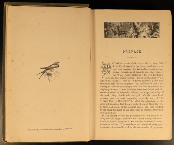 c1898 Swiss Family Robinson by H. Frith Antique Illustrated Fiction Book