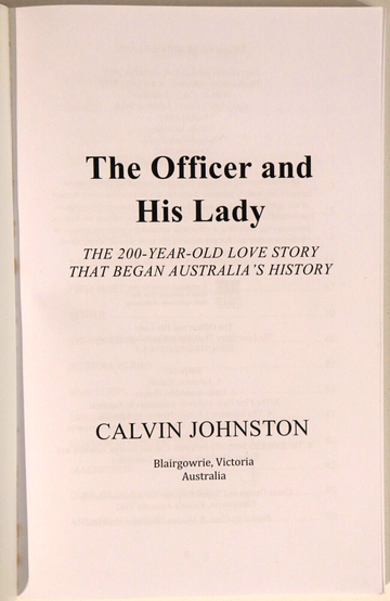 2019 The Officer & His Lady by C. Johnston Australian Colonial History Book - 0