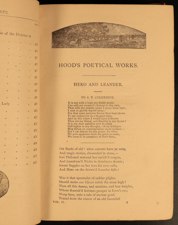 c1880 The Poetical Works Of Thomas Hood Antique British Poetry Book