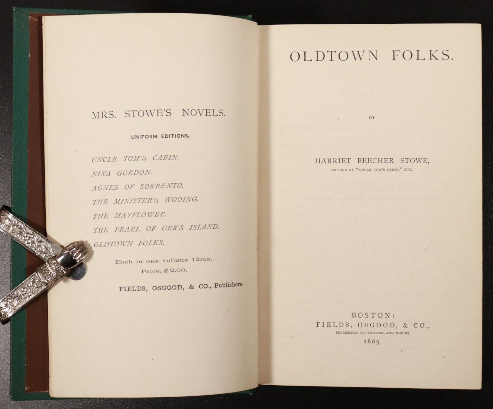 1869 Old Town Folks by Harriet Beecher Stowe Antique Fiction Book 1st Edition