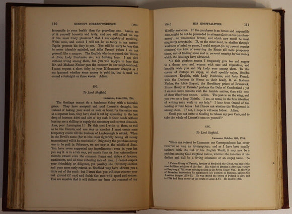 1897 2vol Private Letters Of Edward Gibbon Antique British Biography Book