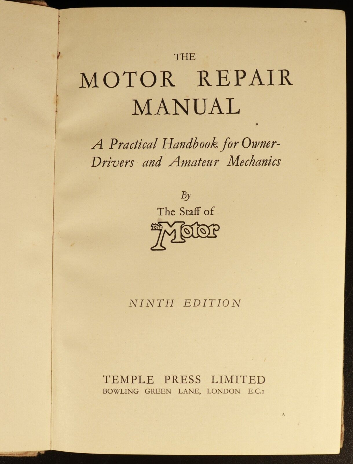 c1910 The Motor Repair Manual 9th Edition Antique Automotive Book Temple Press