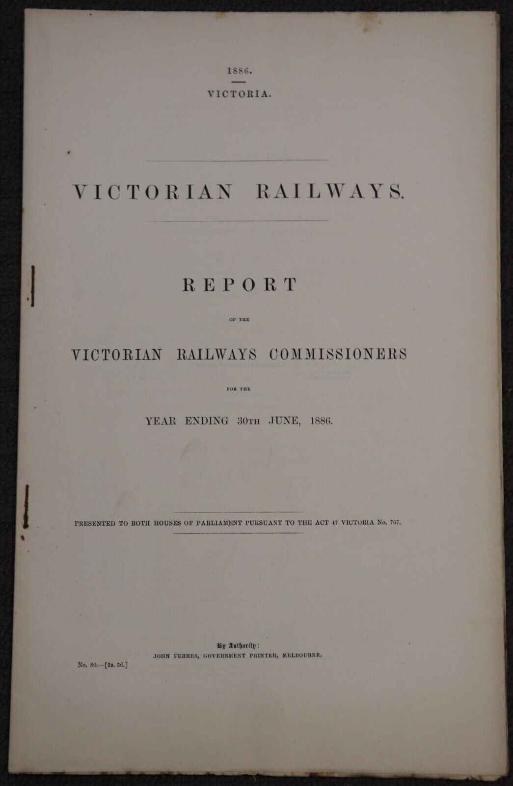 c1880 4vol Parliamentary Papers Victorian Railways Australian Rail History Books