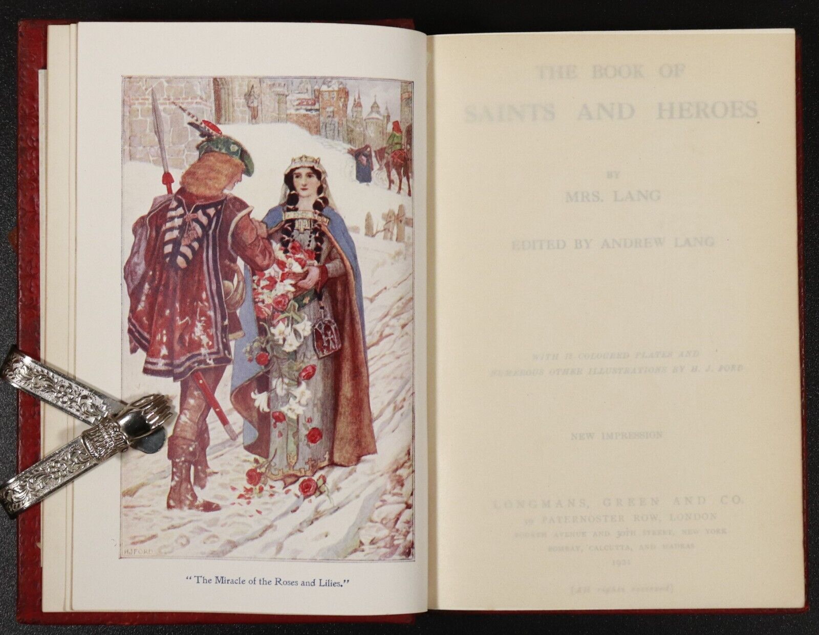 1921 The Book Of Saints & Heroes by Mrs Lang Antique Scottish Fiction Book