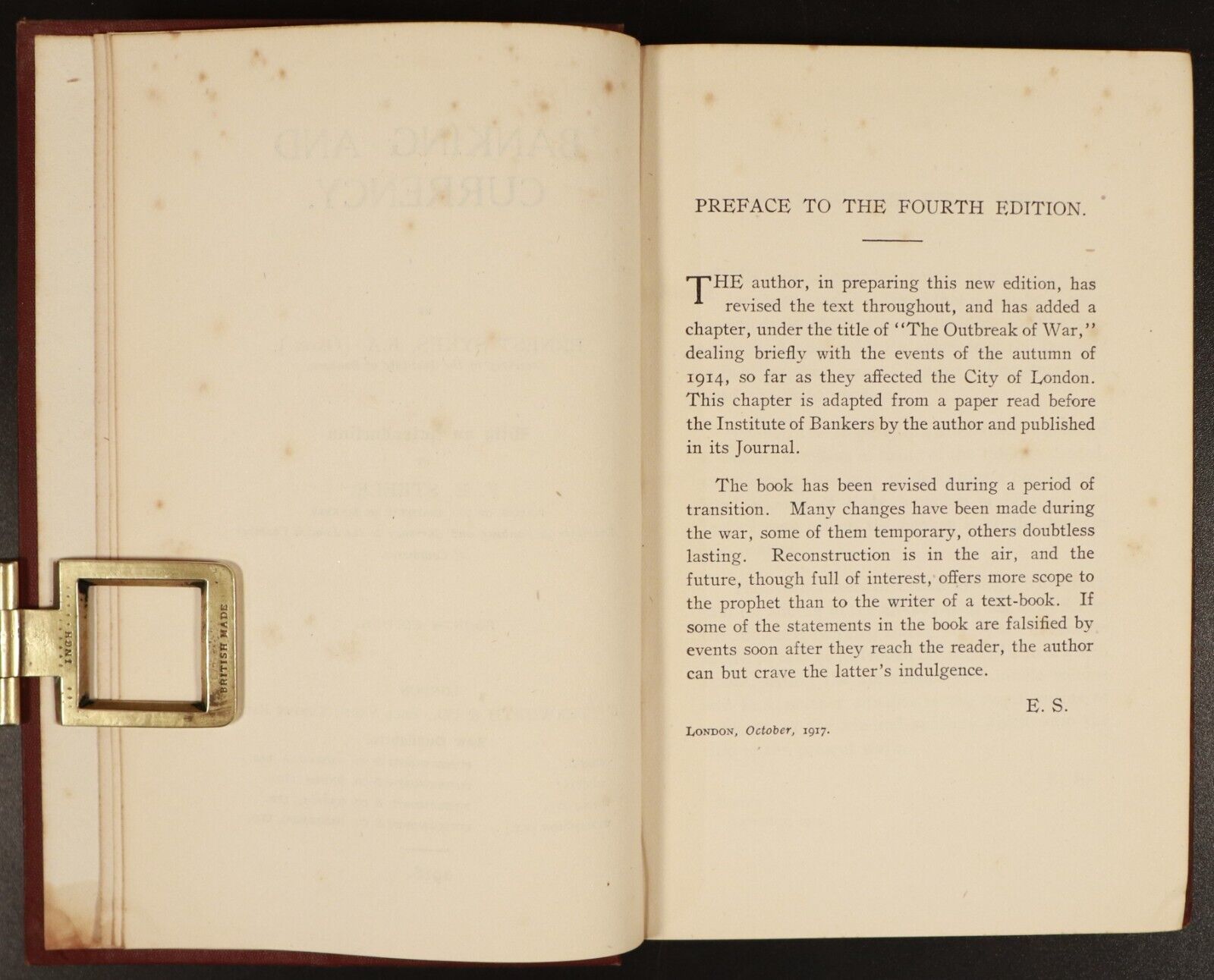 1918 Banking & Currency by Ernest Sykes - Antique Financial Reference Book