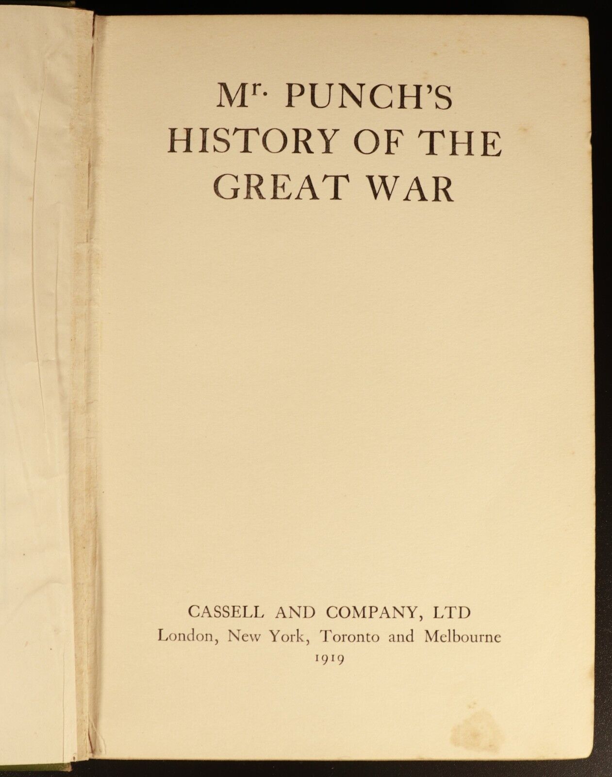 1919 Mr Punch's History Of The Great War WW1 Military History Book Provenance