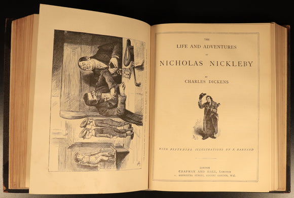c1880 Charles Dickens Works 22vol Antique Fiction Book Set Bleak House Christmas