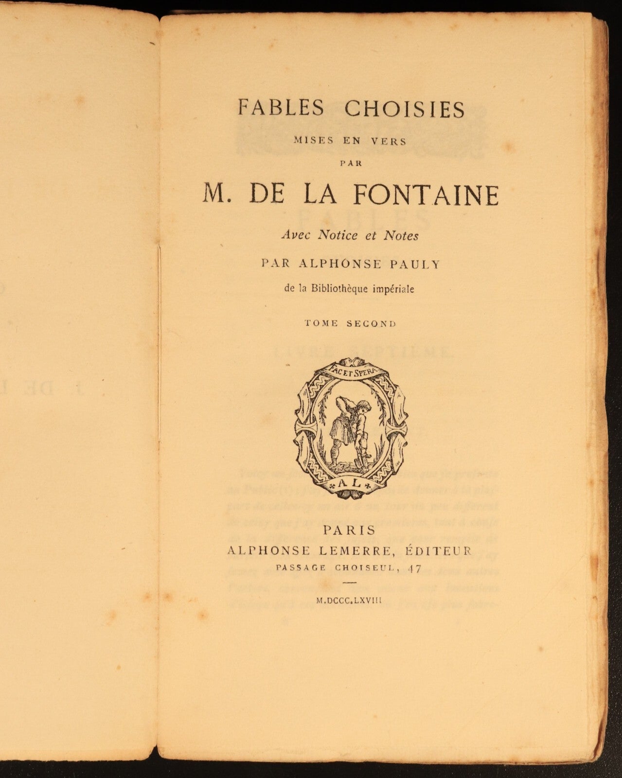 1868 Fables De La Fontaine Antiquarian French Literature Book 2vol Suit Rebind
