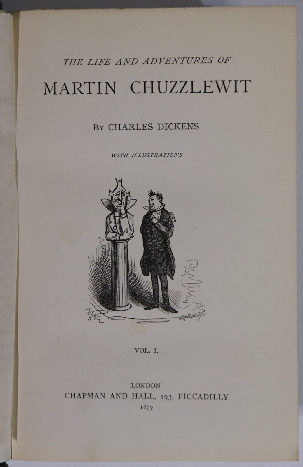 c1879 2vol Martin Chuzzlewit by Charles Dickens Antique British Fiction Book Set