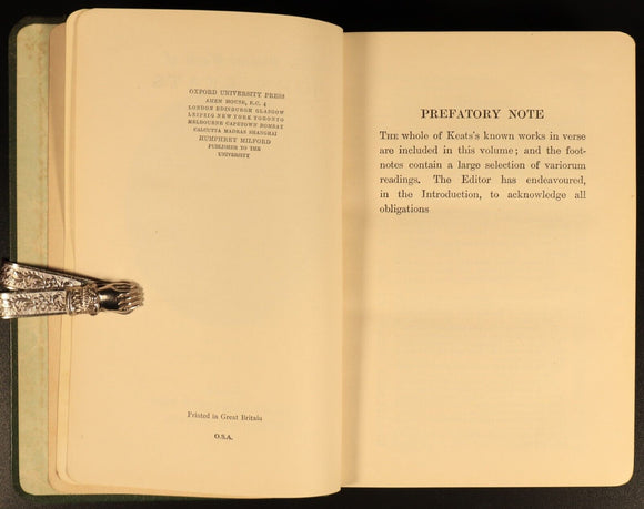 The Poetical Works Of John Keats 1931 Antique British Poetry Book Gilt Edged