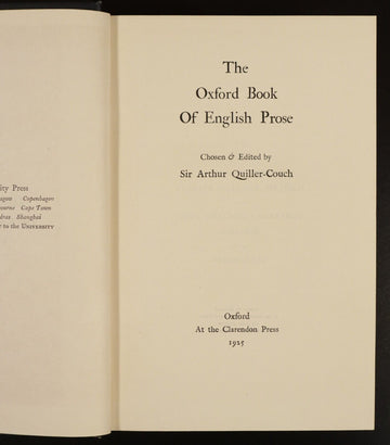 1925 The Oxford Book Of English Prose A. Quiller-Couch Antique Literature Book - 0