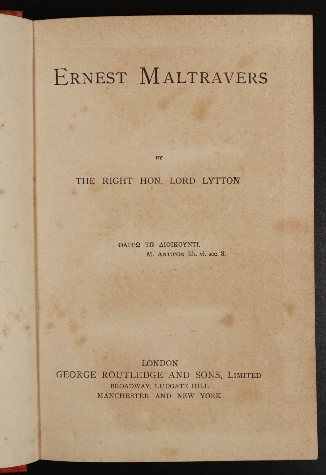 c1895 Ernest Maltravers by Lord Lytton Antiquarian British Fiction Book