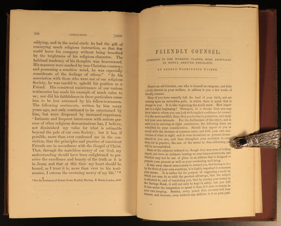 1862 Life Of George W. Walker of Hobart Town Antiquarian Australian History Book