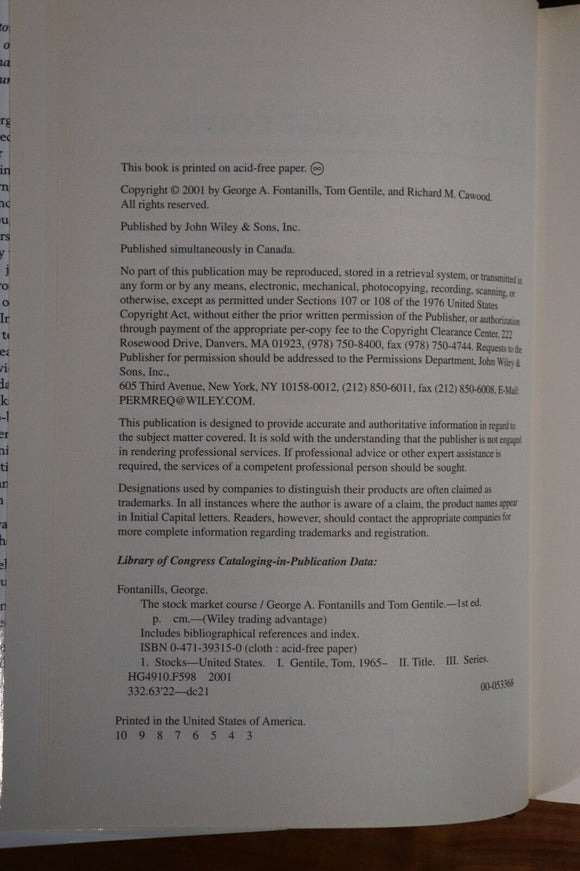 2001 The Stock Market Course by GA Fontanills Stock Market Investing Book