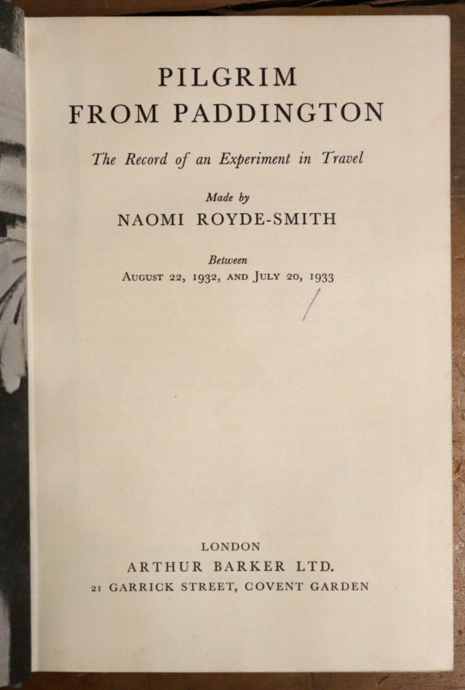 1933 Pilgrim From Paddington by Naomi Royde-Smith Antique British Travel Book - 0