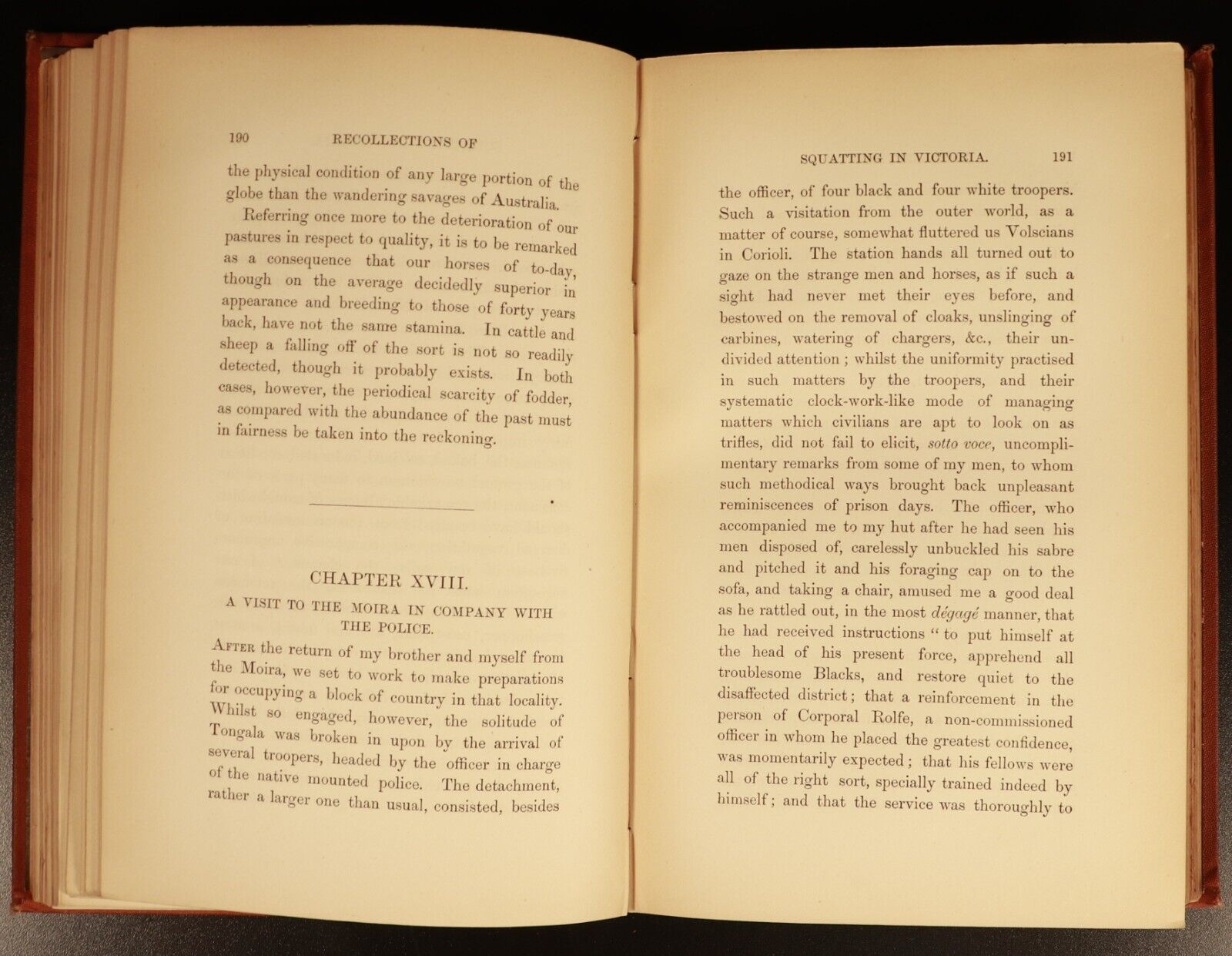 1883 Squatting In Victoria E.M. Curr Antiquarian Australian History Book VGC