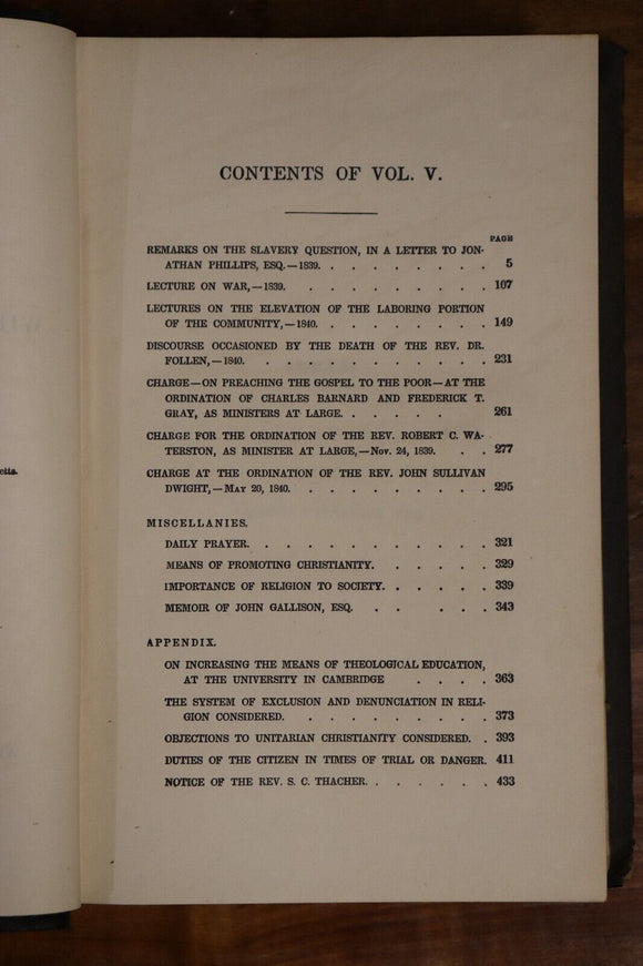 1869 The Works Of William E Channing Antique American Theology Book Vol. 5