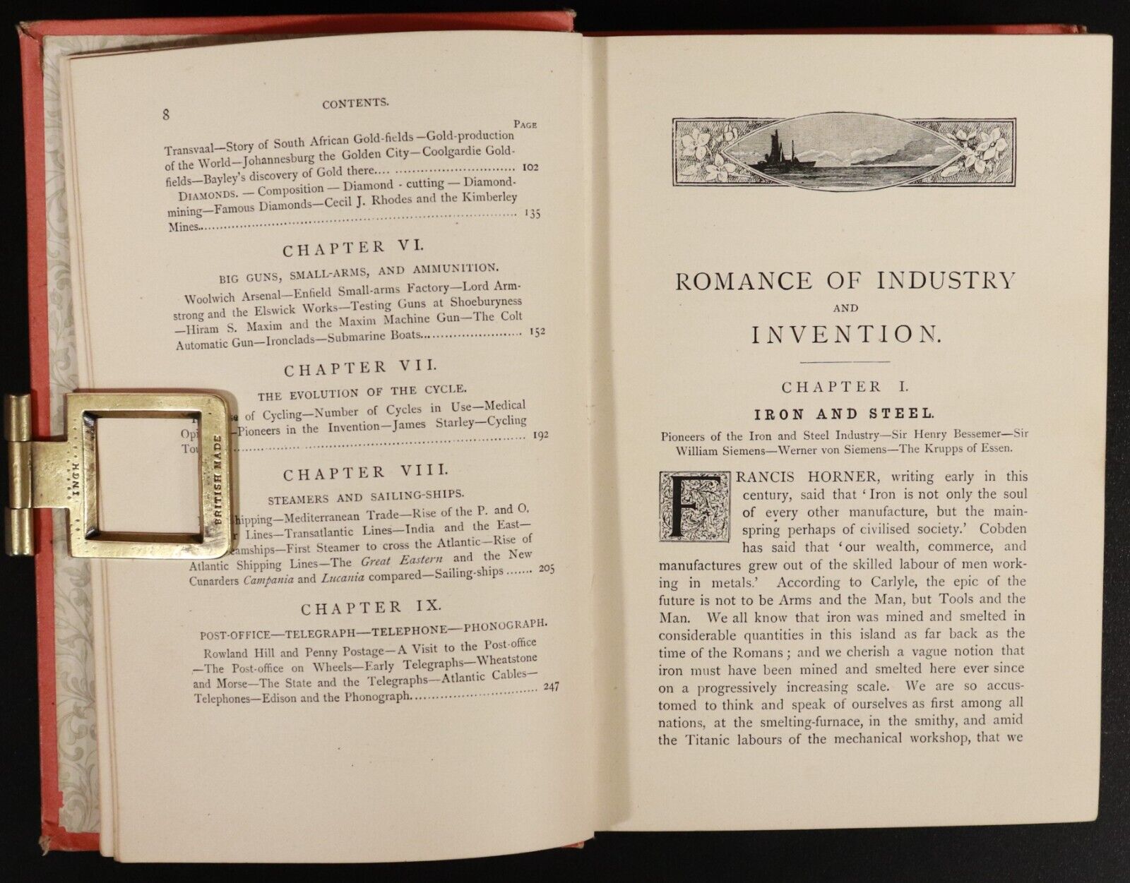 c1895 The Romance Of Industry & Invention Antique Industrial History Book