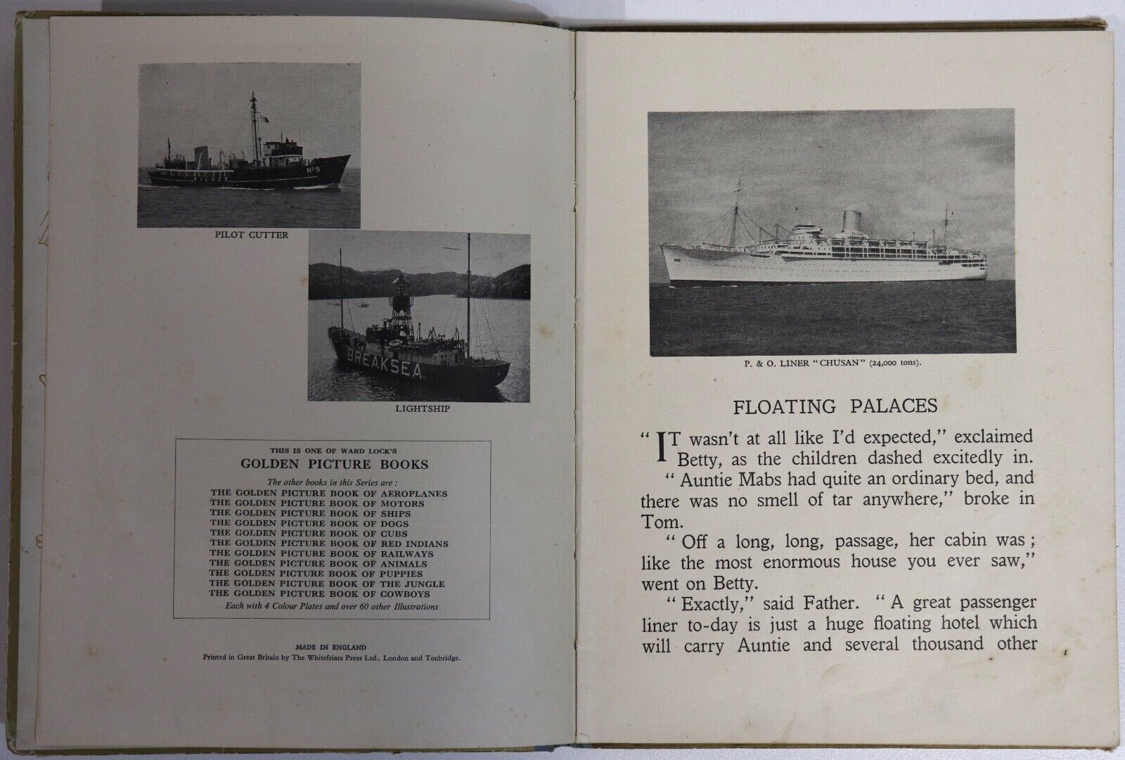 c1949 The Golden Picture Book Of Ships Antique Children's Maritime Book