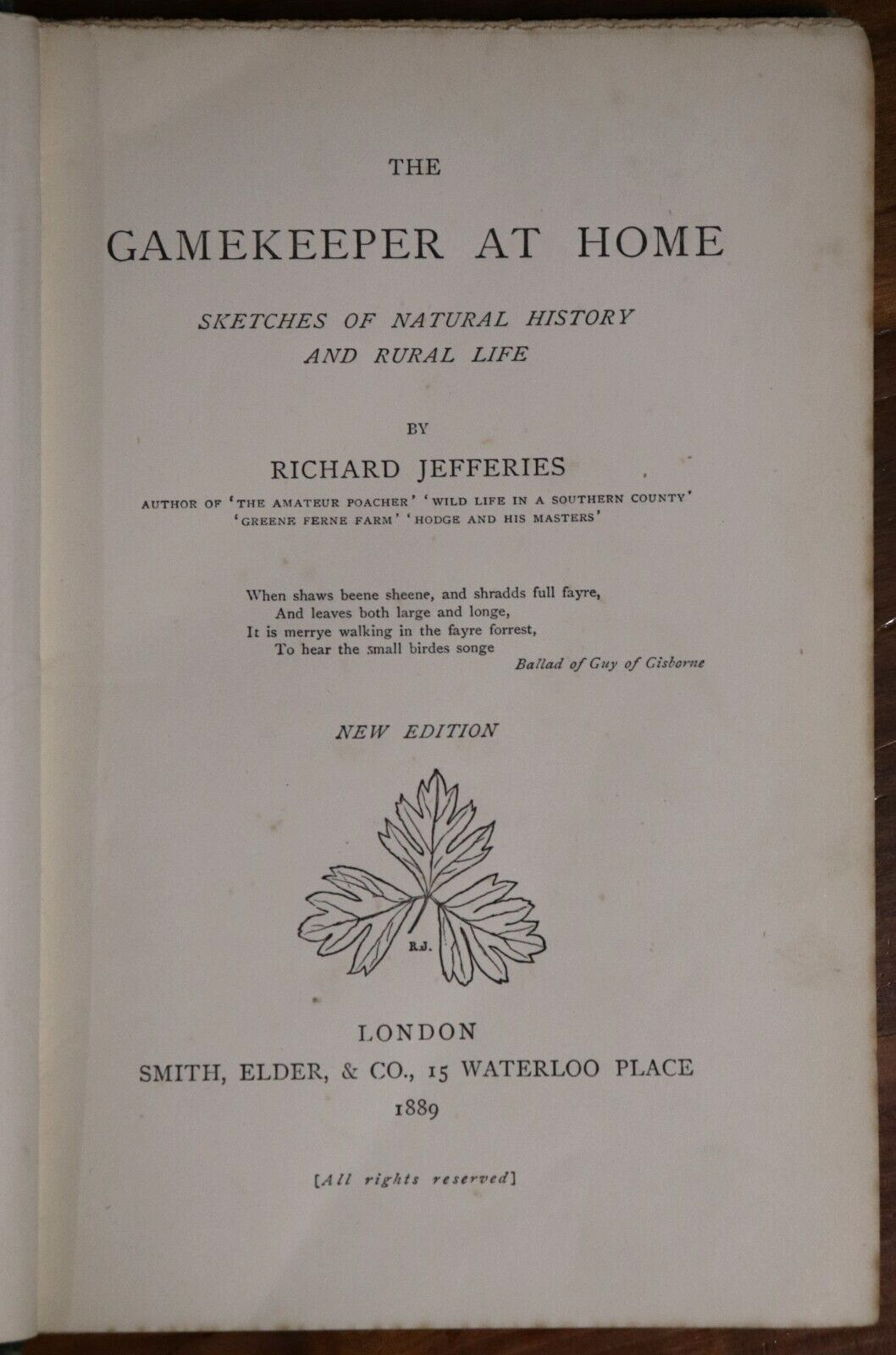 1889 The Gamekeeper At Home by R Jefferies Antique Natural History Book - 0