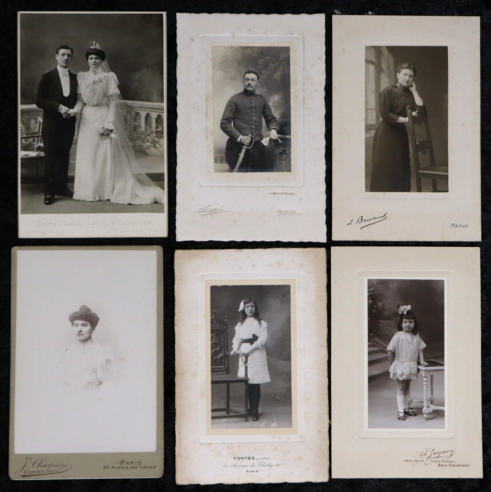 Collection of 6 Victorian Era French Studio Portrait Photographs