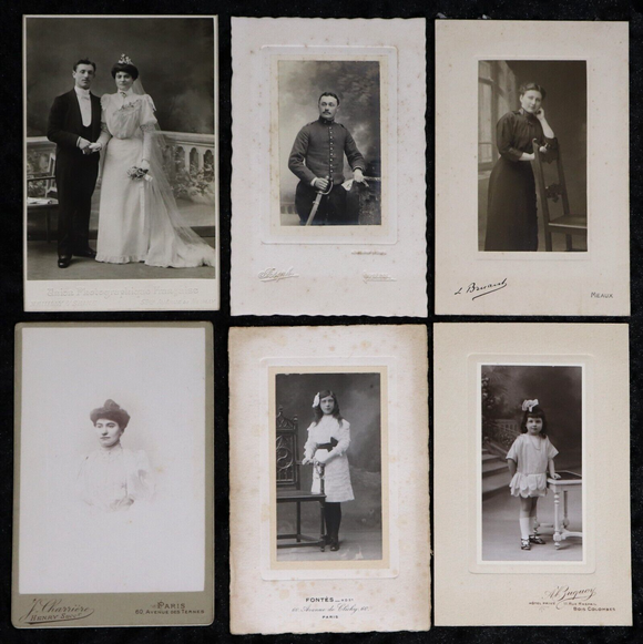 Collection of 6 Victorian Era French Studio Portrait Photographs