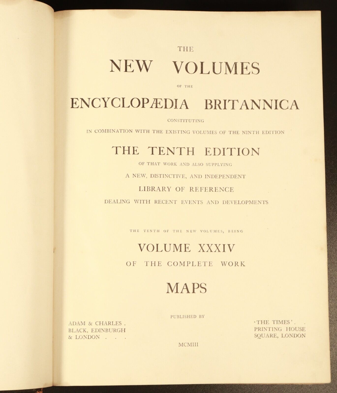 1903 The Encyclopaedia Britannica Vol XXXIV MAPS Antique Reference Book 10th Ed