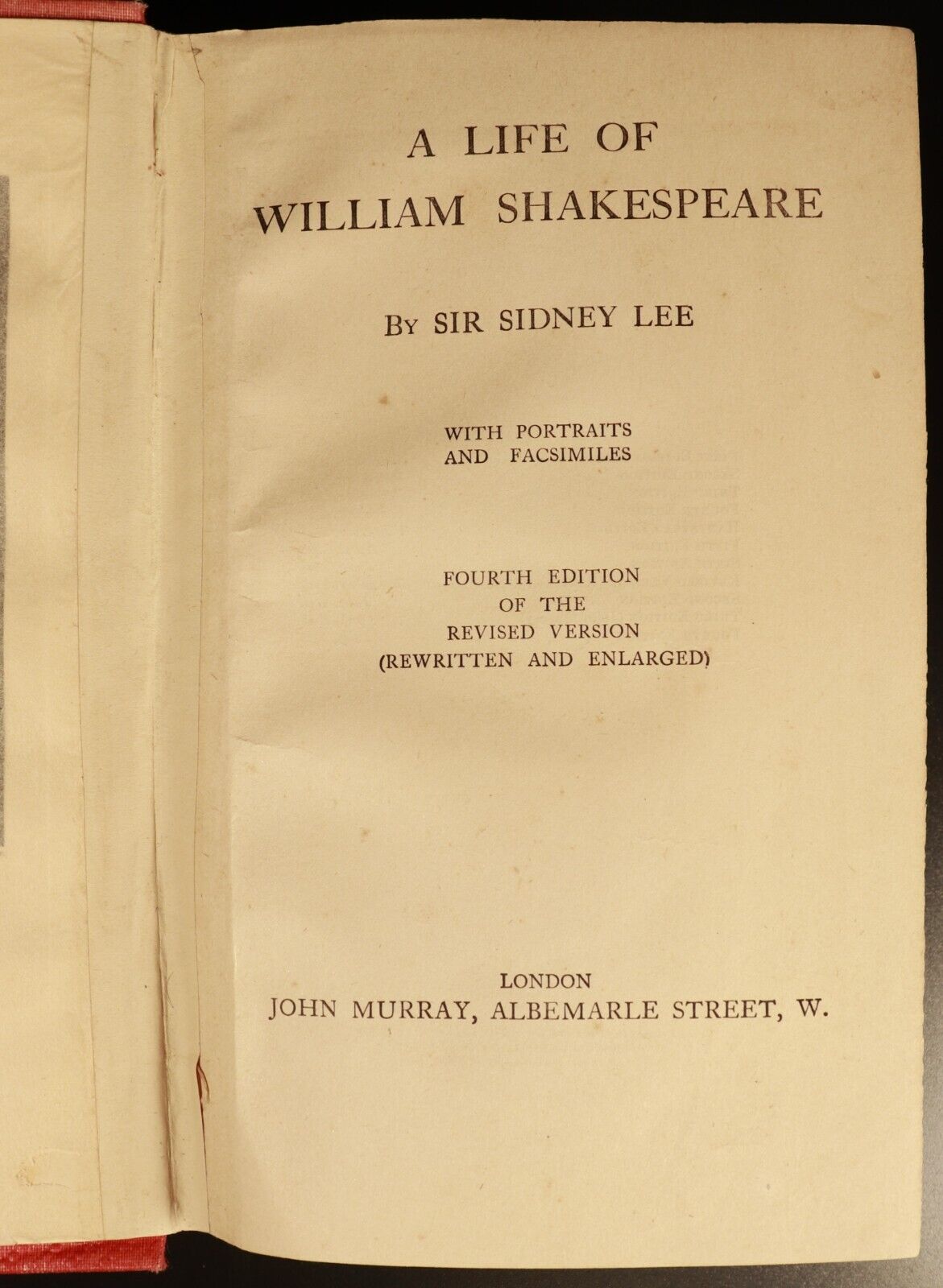 1925 Life Of William Shakespeare by Sidney Lee Antique British Literature Book