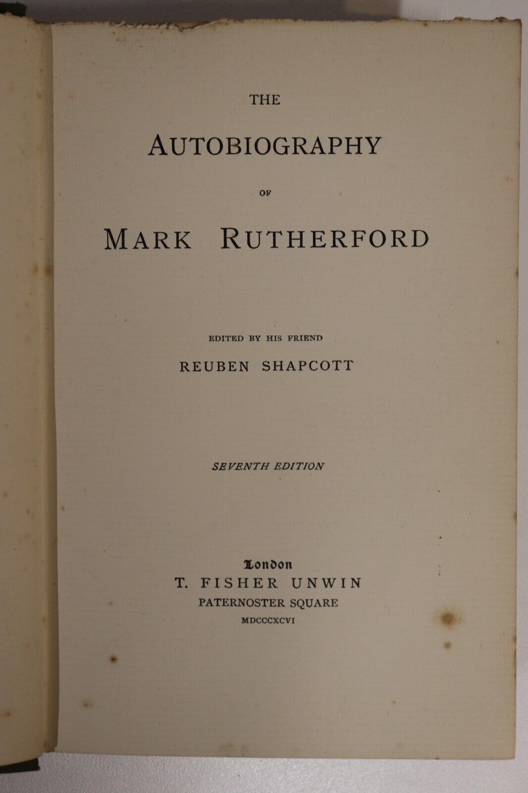 1896 The Autobiography Of Mark Rutherford Antique British Literature Book