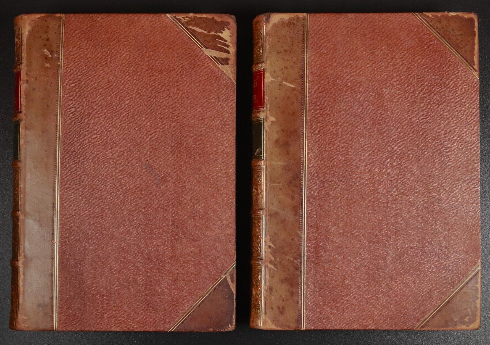 1887 2vol Poetical Works Of Robert Burns Antique History Book Set Leather Bind