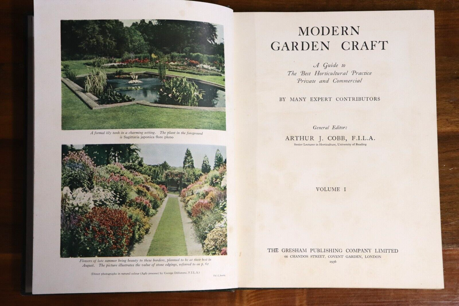 1936 3vol Modern Garden Craft by AJ Cobb Antique Gardening Reference Book Set