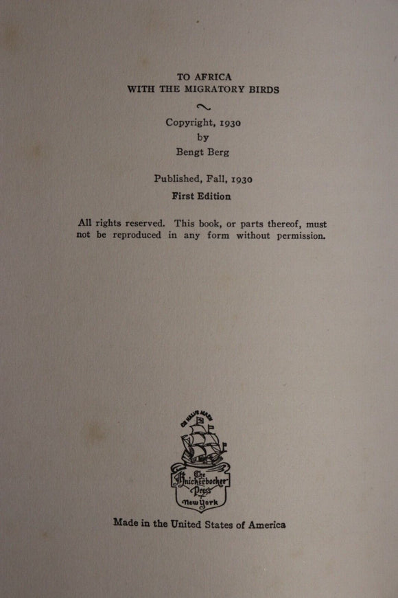1930 To Africa With The Migratory Birds Antique Natural History Reference Book