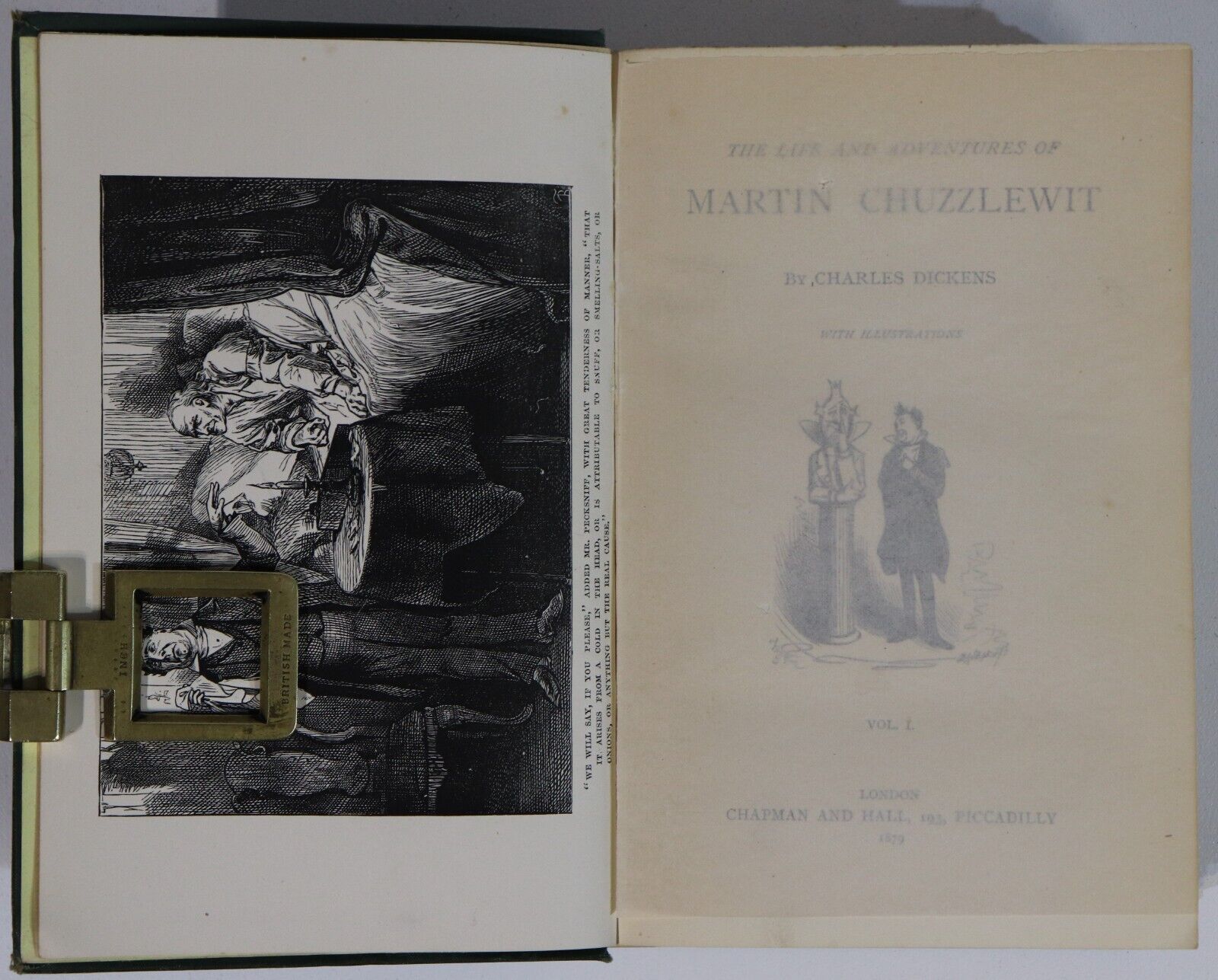 c1879 2vol Martin Chuzzlewit by Charles Dickens Antique British Fiction Book Set