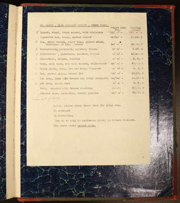 1942 Australian WW2 Era Melbourne Secondhand Dealers Purchase Records Book RARE