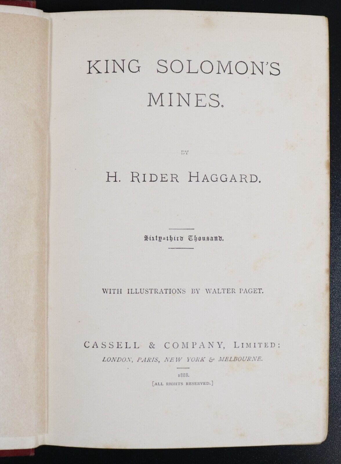 1888 King Solomon's Mines by H. Rider Haggard Antique Book Early Reprint