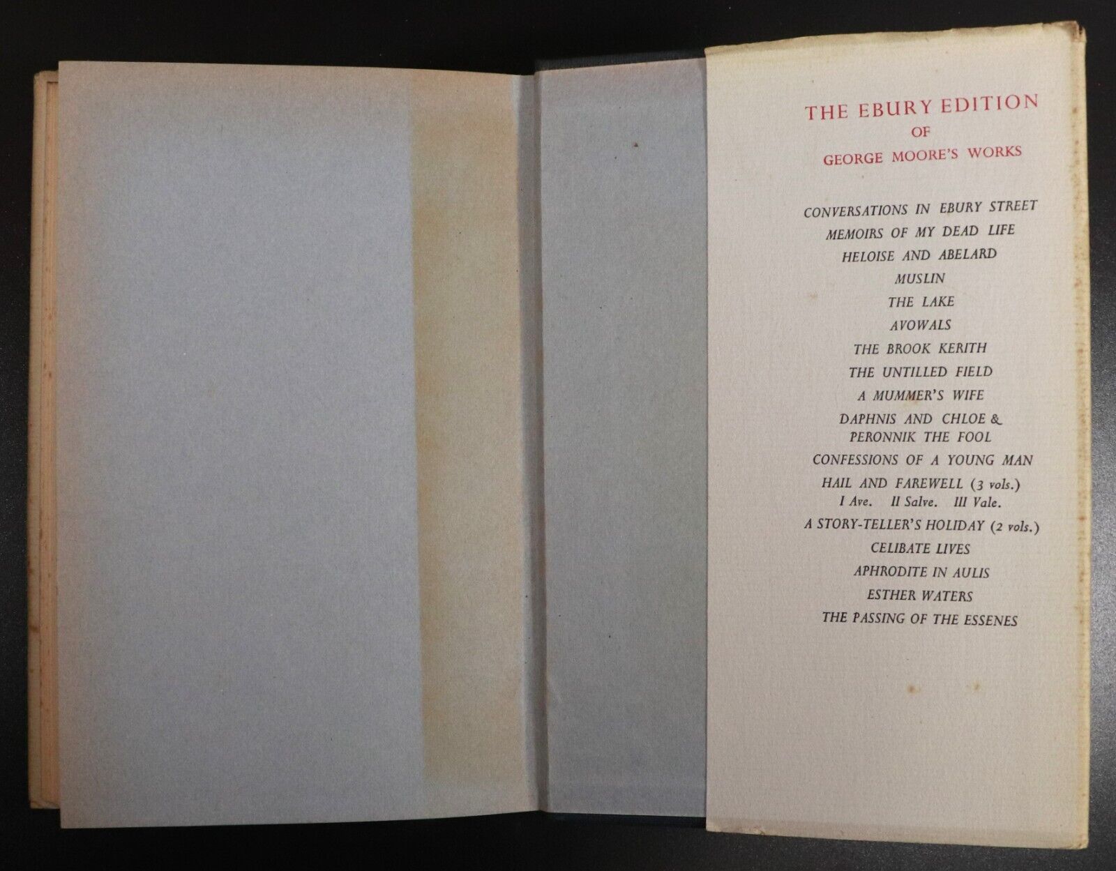 1937 Works Of George Moore: Esther Waters Antique Fiction Book The Ebury Edition
